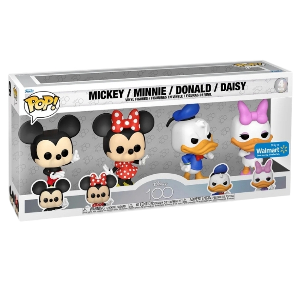 Disney 100 Years Funko Pop Mickey Minnie Donald Daisy 4 Pack Vinyl Figurines